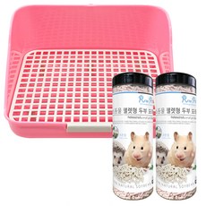 Rora Pet 方形塑膠小動物馬桶隨機出貨+顆粒馬桶豆腐沙棉香味450g*2p套組, 1套