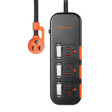 PowerSync 群加 3開3插滑蓋防塵防雷擊延長用電源線組, 1條