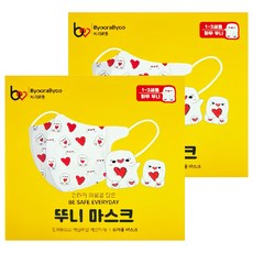 BYOORABYOO Ttuni 口罩 1-3歲用, 50入, 2個, 愛心兔尼