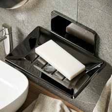 한봄누리 모던 디자인 욕실 세면대 비누 받침대 무타공, 1개, 블랙