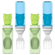 Edison 貓頭鷹All-In-One 12m+, 叉子 + 湯匙, 藍色 + 綠色, 2組