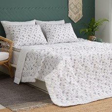 LaMonte 花朵圖案絎縫泡泡紗薄被, 藍色