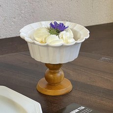 Daparang 樹樁造型把手 花朵蕾絲 水果冰淇淋甜點碗 HJ0356, 白色, 1個