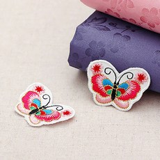 蝴蝶刺繡裝飾, 紅色的, 6個