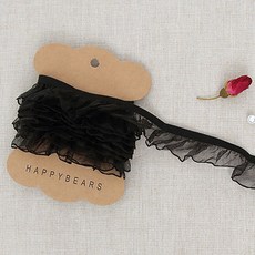 해피베어스 클라라 오간자 고무줄 레이스 25mm, 블랙, 3개