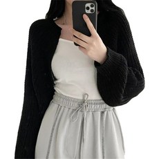 法式燈籠袖針織短版罩衫