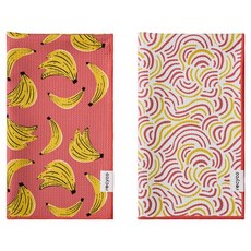 리시코 다용도 고리 핸드 타월 40 x 71 cm 2종 세트, 바나나 패턴, 1세트