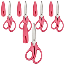 PLUS 普樂士 兒童安全剪刀 SC-145CF, 柔軟握柄 舒適好握, 附安全收納蓋, 粉色, 5支