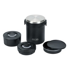 PEARL LIFE 珍珠金屬 全真空不鏽鋼便當罐 HB-5668 1.5L, 黑色, 1個