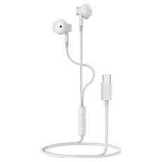 Celebrat D12 TYPE-C 耳塞式耳機，舒適配戴，入耳式設計，14.2mm驅動單元, 白色