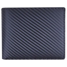 真皮碳纖維牛皮15卡位3折男士皮夾短夾 - 優雅大容量, 11.5 x 9.5 x 厚7 cm, 黑色