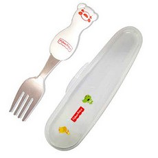 fisher-price 費雪 玉米材質不鏽鋼叉子+收納盒, 混色, 叉子+盒子, 1組