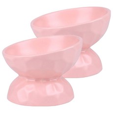 딩동펫 반려동물 베일리 도자기 식기 소형, 핑크, 2개