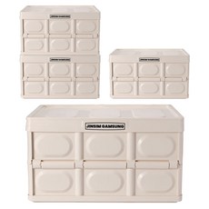 진심감성 다용도 수납 캠핑 폴딩박스, 크림베이지, 30L, 4개