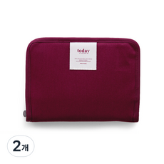 Funny Made Today帆布筆記本收納包, 酒紅色, 2個