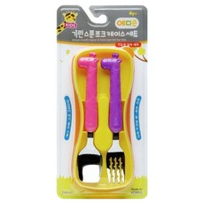 Edison 愛迪生 長頸鹿 兒童餐具, 湯匙 + 叉子 + 盒子, 粉紫色, 1組