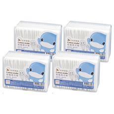 KU.KU Duckbill 酷咕鴨 粗軸棉花棒 100%天然純棉 台灣製造, 200支, 4盒