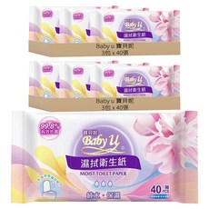 Baby u 寶貝妮 抗菌濕拭衛生紙 40張, 3包, 2袋