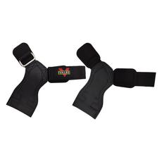 VALEO健身拉力帶護掌 PU款 含收納包 超長魔鬼氈 男女皆可用, 黑色, 1雙