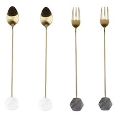 Kitchen9 金色餐具組, 茶匙 2支 + 茶叉 2支, 1套