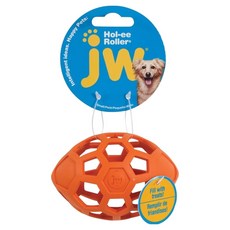 Petmate JW 漏食球 天然耐咬無毒橡膠製成 橄欖球造型 可塞入飼料、零食, 橘色, 1個