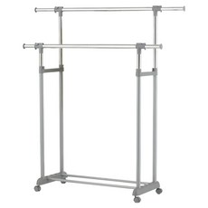 KI WISH 居家生活 可伸縮雙桿衣架 曬衣架 吊衣架, 日式無印灰