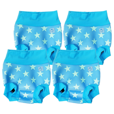 Splash About 全新3D游泳尿布褲 活力滿天星 海藍, XL, 4件