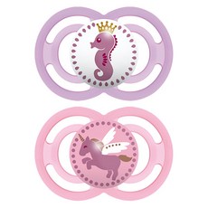 맘베이비 퍼펙트 치아발달 실리콘 쪽쪽이 2p+간편세척케이스 핑크 퍼플, Perfect 16+, 1세트
