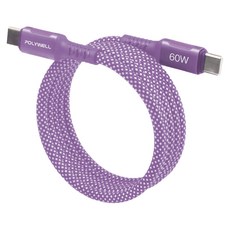 POLYWELL 寶利威爾 Type-C-Type-C 磁吸收納PD快充線 PW15-W45-A390, 1m, 紫色, 1條