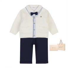 agabang 新生兒用 Fever Modern開襟衫 + 襯衫 + 褲子 + 領帶 + 包裝組 + 購物袋