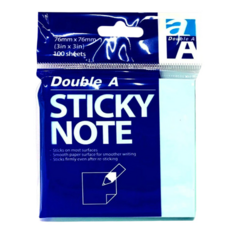 Double A 可再貼便條紙 76mm x 76mm, 粉藍色, 100張, 1包