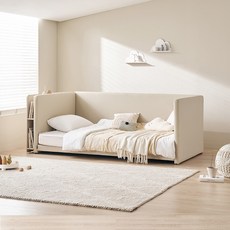 레이디가구 코쿤 LED수납 저상형침대 데이베드 프레임 단품 방문설치, 연베이지