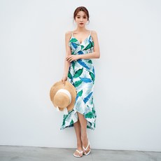 VENDIS 女款熱帶風格吊帶連衣裙 H261