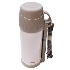 THERMOS 膳魔師 手提保溫瓶 FFW-1003K 內含杯子&提帶 寬瓶口可放入冰塊, 粉棕色, 1L, 1個