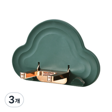 온메이커 욕실 드라이기 구름 받침대 선반, 그린, 3개
