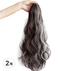 하이유니 브릿지 히피펌 숏 포니테일 가발 40cm, 다크브라운, 2개