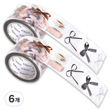 아이코닉 데코 키스컷 테이프 다꾸 스티커 30mm x 5m, 01RIBBON, 6개
