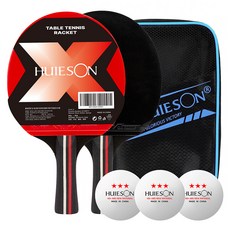 HuiESON 輝勝 CETONIC 橫拍桌球拍 2入 + 桌球 3入 + 收納袋組合, 單一商品, 1個