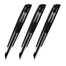 Tamsaa 小型金屬機身精密美工刀 紙雕藝術 9mm, 3個, 黑色 + 灰色調