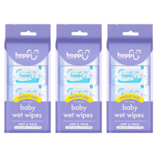 Hoppi 嬰兒口手適用純水濕紙巾 迷你包, 50gsm, 7張, 24包