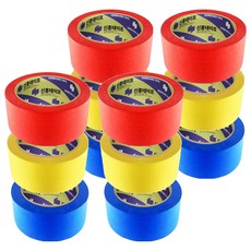 신흥테이프 마스킹테이프 빨강 + 파랑 + 노랑, 4세트