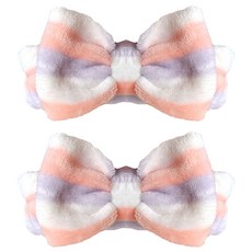 daily friends 高級洗臉髮帶, 珊瑚色條紋, 2個