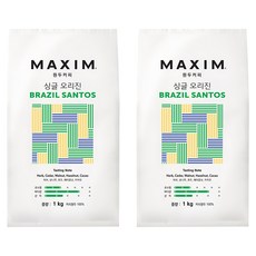 맥심 원두커피 싱글 오리진 브라질 산토스, 1kg, 2개, 홀빈(분쇄안함)