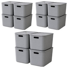 보노하우스 팬트리 정리 리빙박스, 그레이, L(264 x 372 x 242 mm), 12개