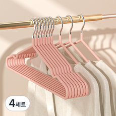 머니풀 컬러풀 논슬립 옷걸이 10p + 연결후크 6p 세트, 글로시 핑크(옷걸이), 4세트