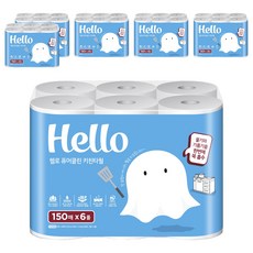Hello Tissue 純淨廚房紙巾 150抽, 6入, 6個