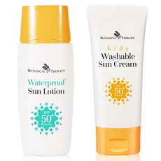 보타니컬테라피 키즈 워셔블 썬크림 SPF50+ PA++++ 60ml + 워터프루프 썬로션 50ml, 보타니컬테라피 키즈 썬케어 2종워셔블 썬크림+워터프루프
