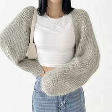 Planday 女款針織寬鬆短版長袖開襟衫