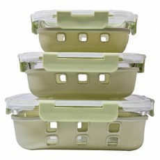 Kinyo PP蓋保鮮盒3件組 KLC-2301 27.9 x 24.5 x 18.4cm, 1組, 3個容器 + 3個蓋子