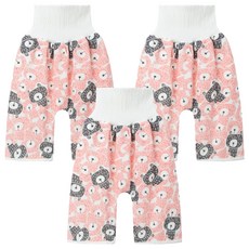 日本 竹纖維隔尿褲隔尿裙, 純棉印花布 TPU防水層, L, 粉熊, 3件